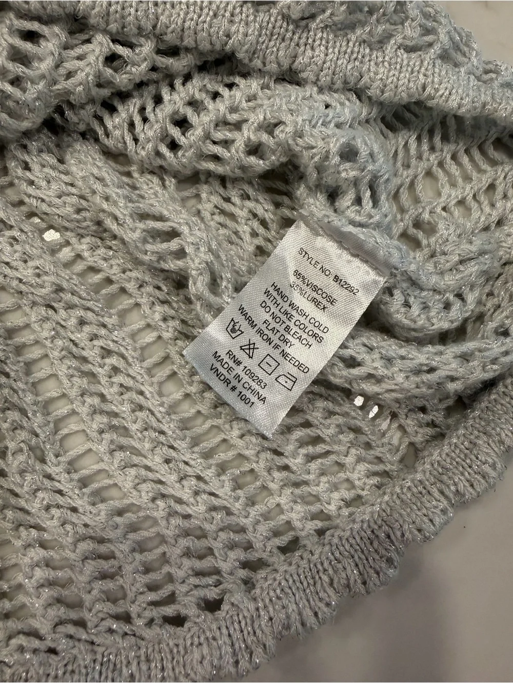 Ocean Drive Silver Metallic Open-Knit Crochet Mini Skirt